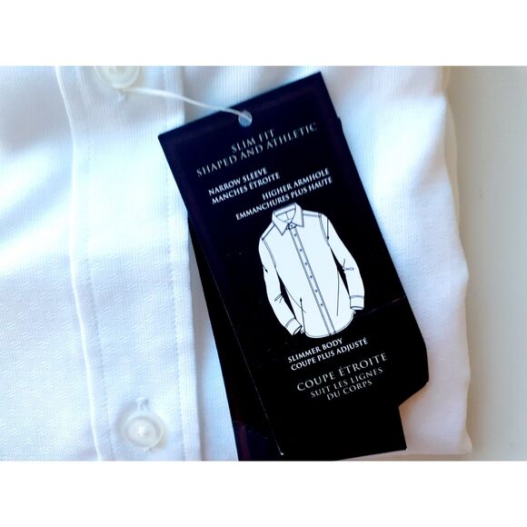 Black Brown 1826 Slim Fit Non Iron 100% Cotton White Shirt NWT Size 17 34/35 - Picture 3 of 9